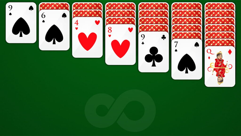 Image showing the starting Tableau of cards during the setup of FRVR Solitaire.