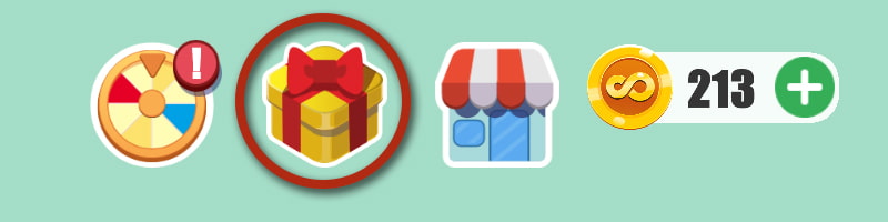 Image of the top bar menu in FRVR Basketball, with the Daily Reward icon circled in red.