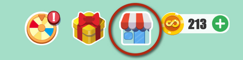 Image of the top bar menu in FRVR Basketball, with the Store icon circled in red.