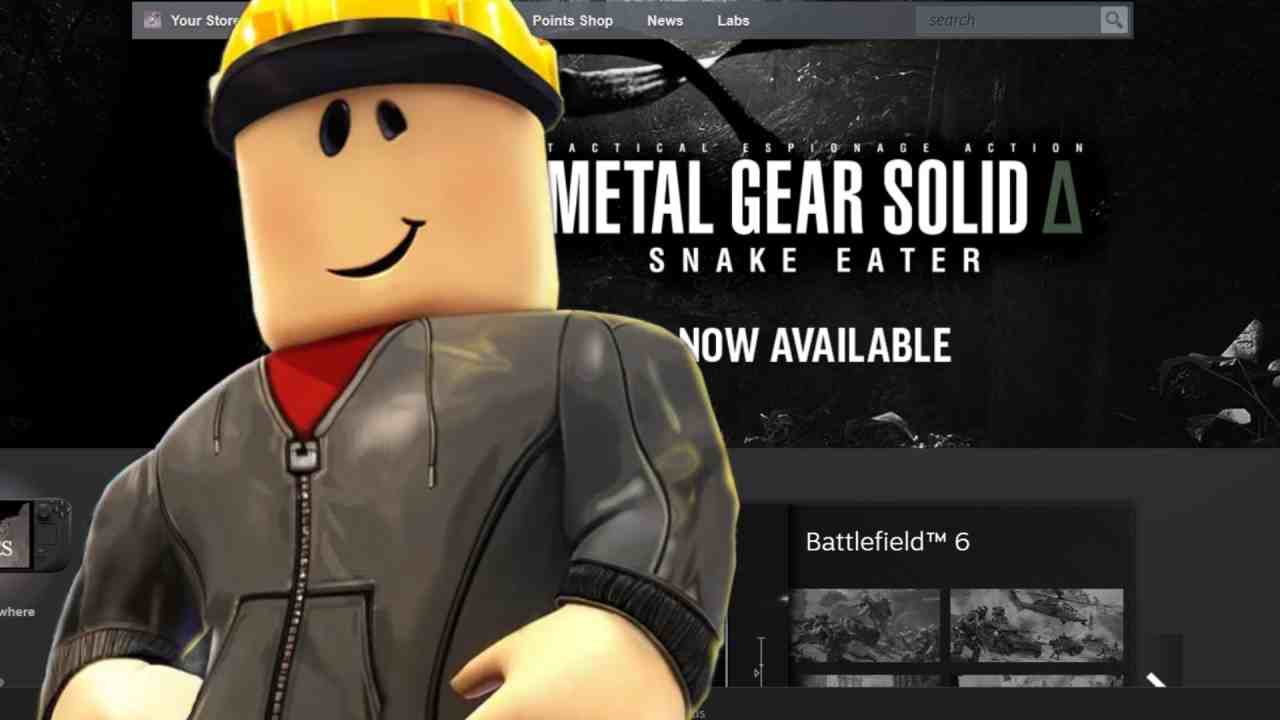 roblox man standing in front of steam home page