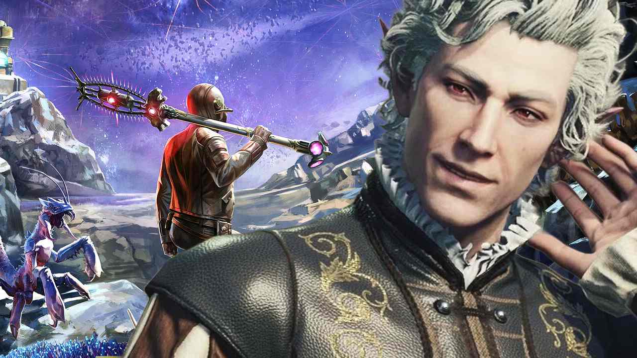 Baldur's Gate 3 Astarion in front of The Outer Worlds 2