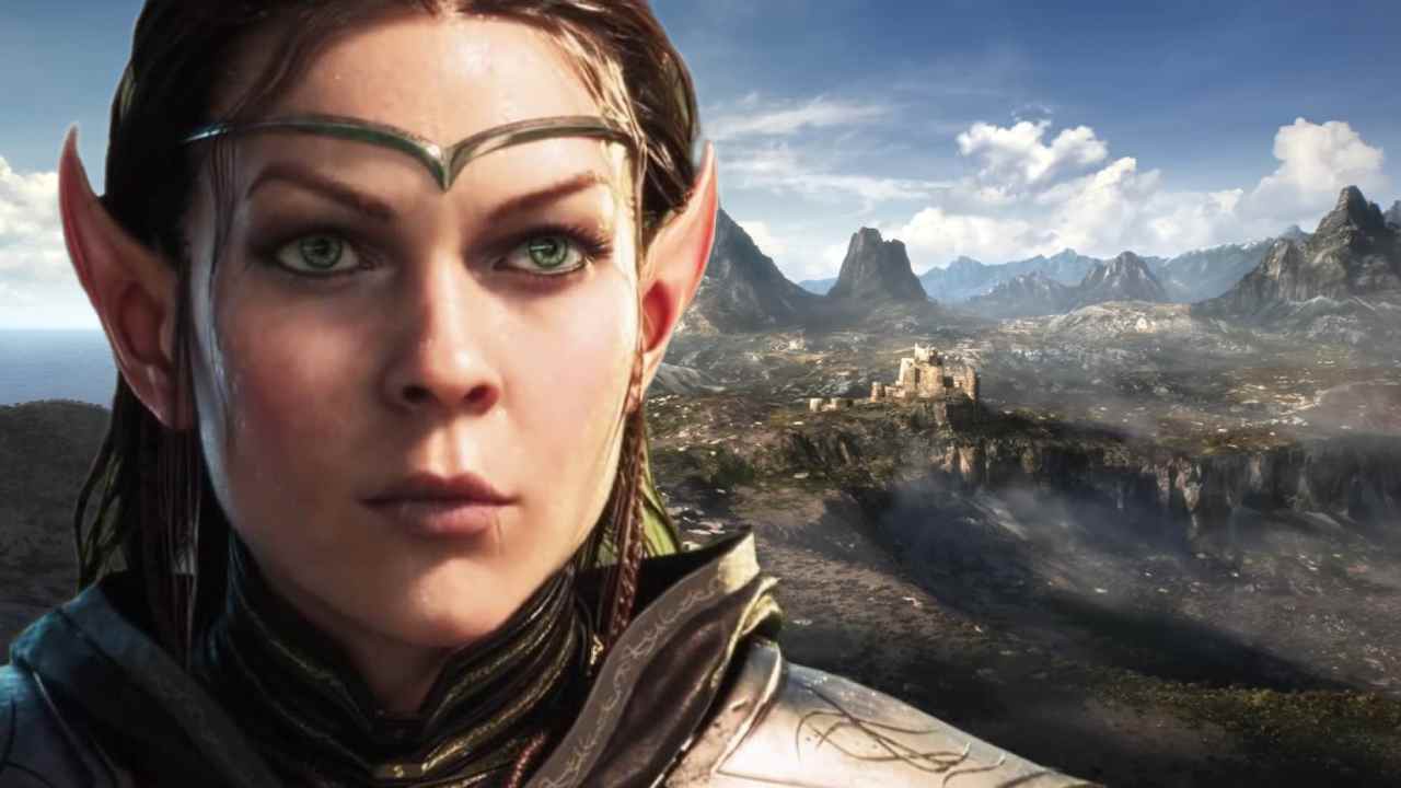 elder scrolls online elf standing in front of elder scrolls 6 environment