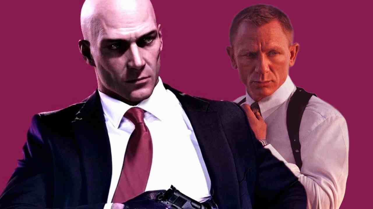 Hitman Agent 47 in front of James Bond Daniel Craig