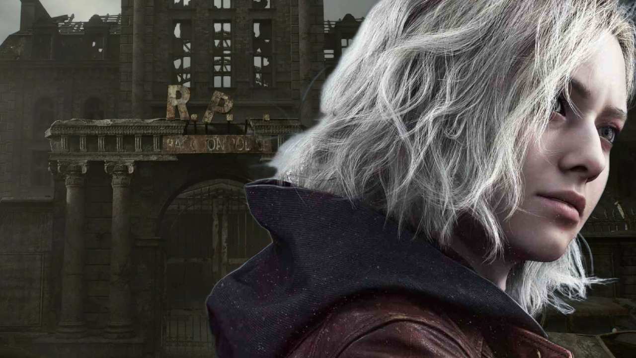Resident Evil 9 protagonist in front of RPD police station