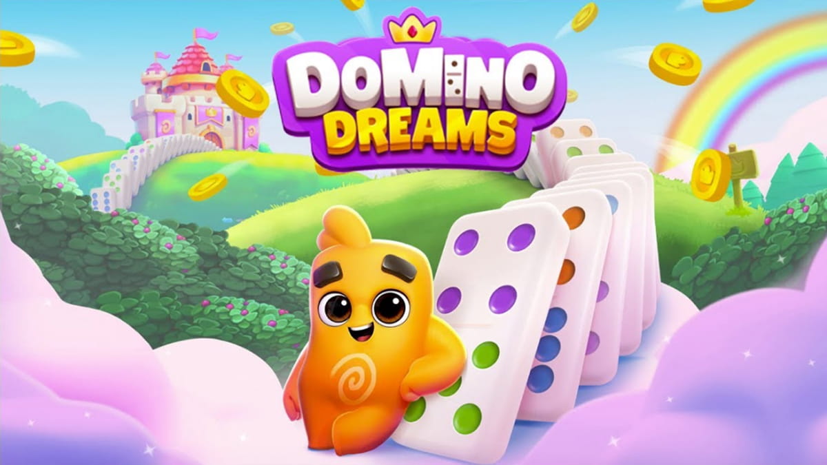 Cover image for the mobile game Domino Dreams, which features promo links for free coins.