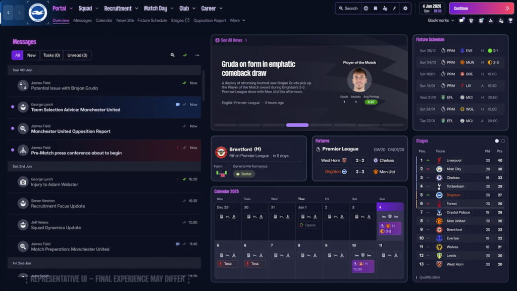 Image showing the Portal screen in Football Manager 26 (FM26).