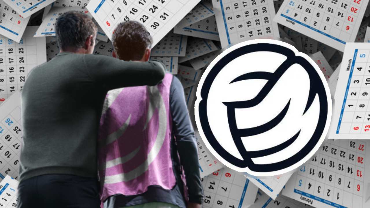 Football Manager 26 characters looking at a calendar