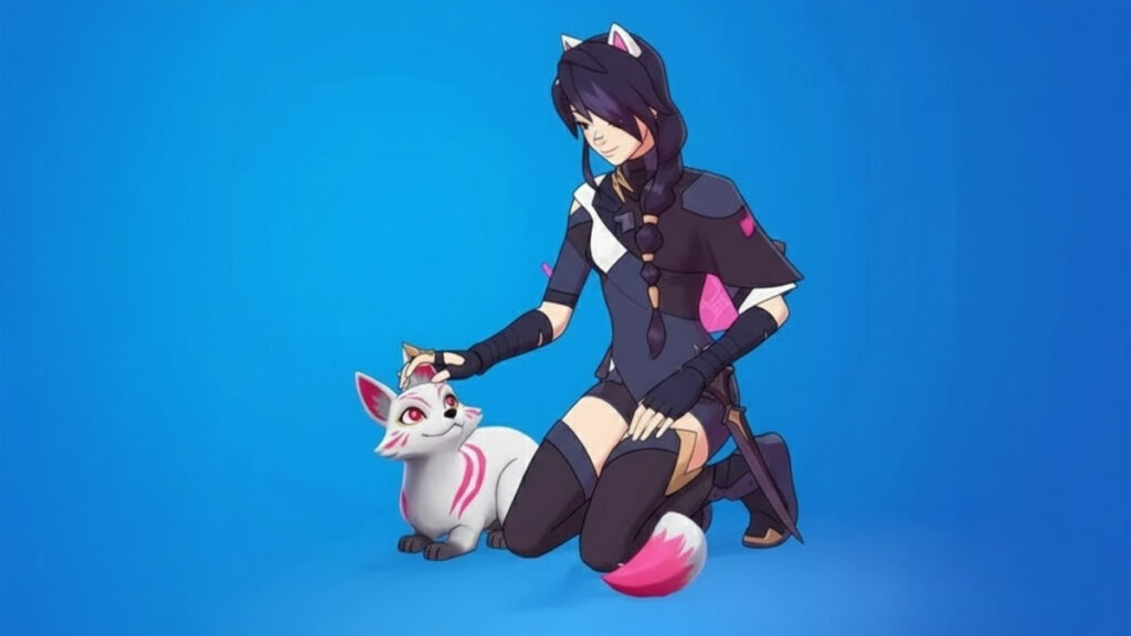 Fortnite player petting a companion pet