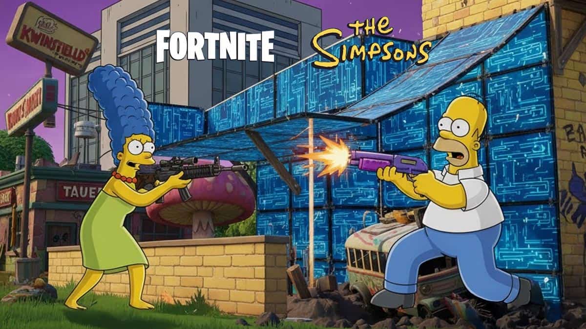 Homer and Marge fighting in Fortnite
