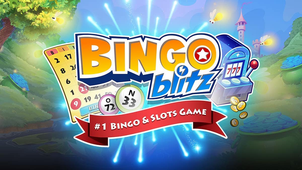 Cover image for the mobile game Bingo Blitz, which features games of bingo across a huge map, progressing through various Cities with the use of Credits.