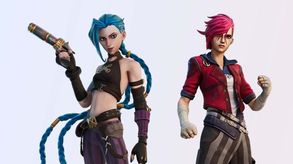 Arcane Jinx and Vi skins in Fortnite