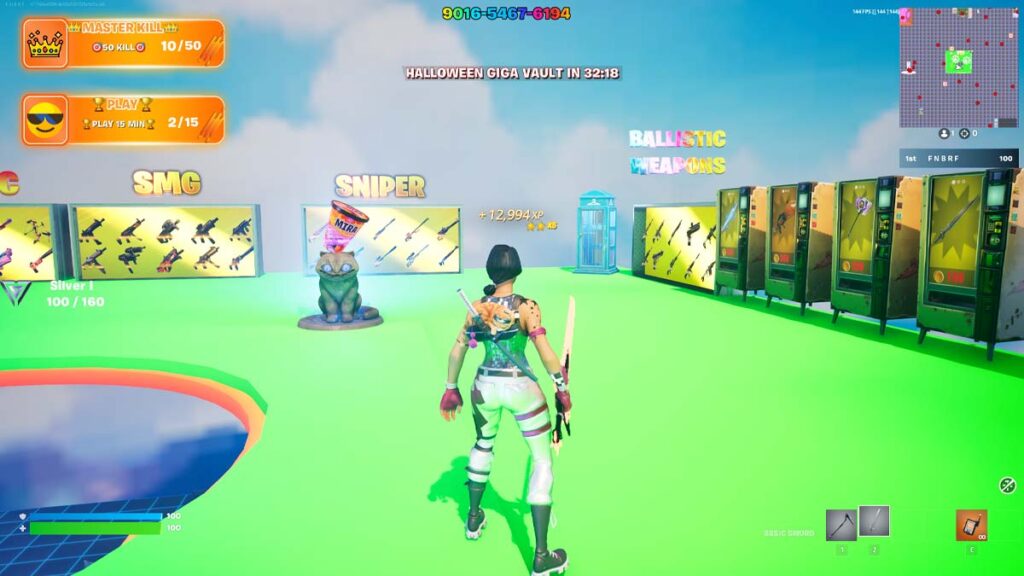 Fortnite player gaining AFK XP