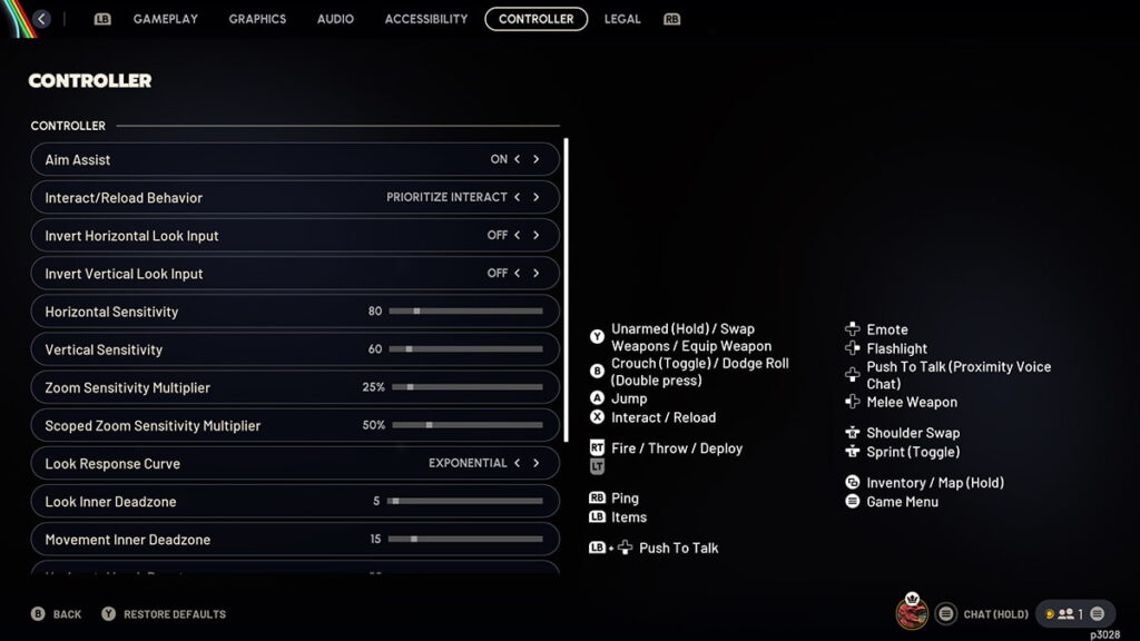 Image showing the console controller settings in Arc Raiders.