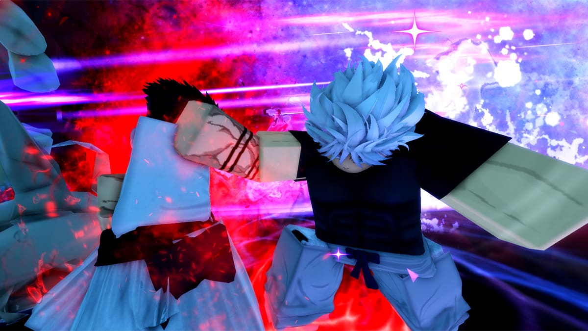 Image of two characters fighting in Jujutsu Zero on Roblox, which features free codes for players to redeem.