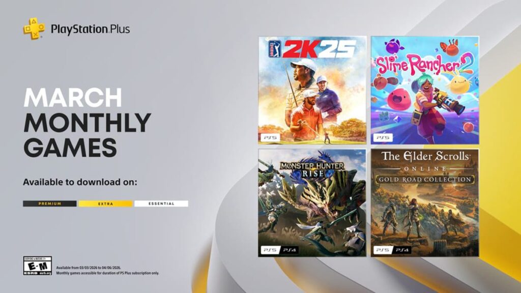 Image showing the games that were released on PS Plus Essentials in March 2026.
