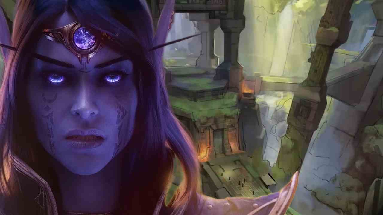 world of warcraft elf standing in front of labyrinths