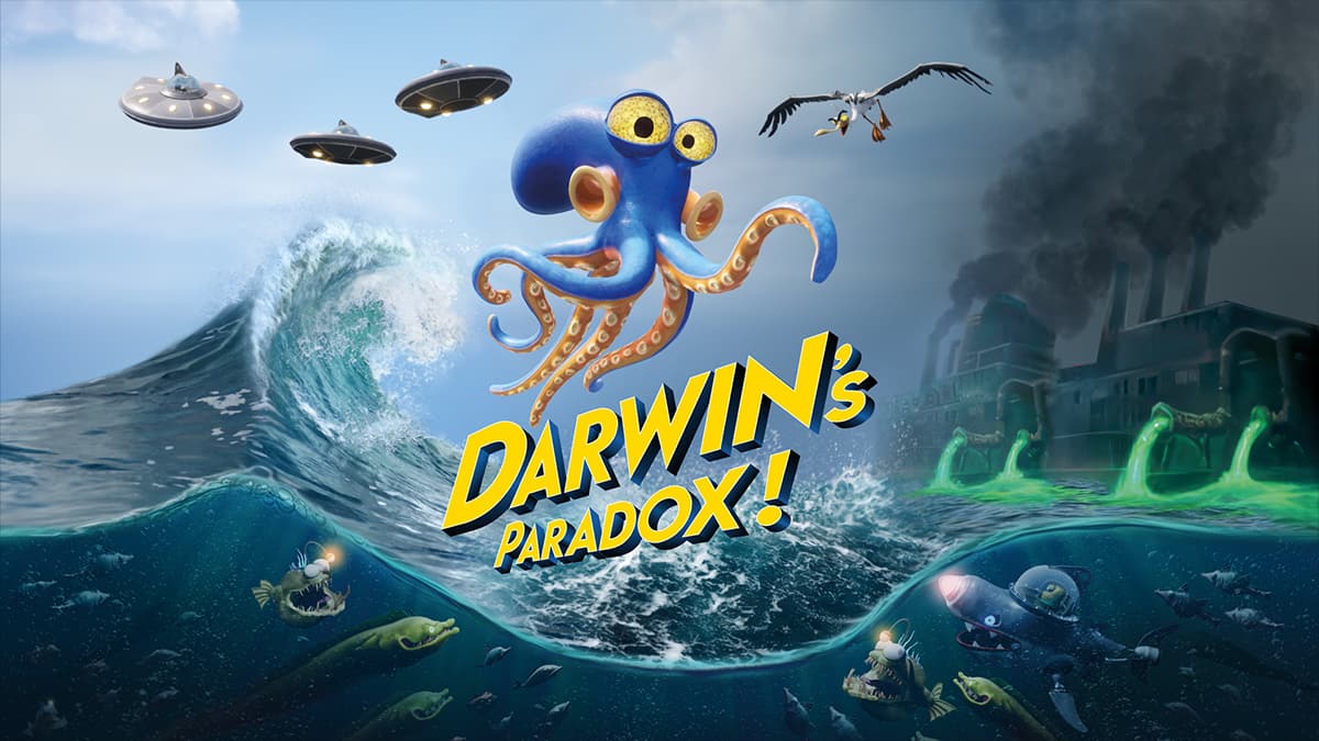 Cover image for the game Darwin's Paradox by Konami, with the release date on April 2, 2026.