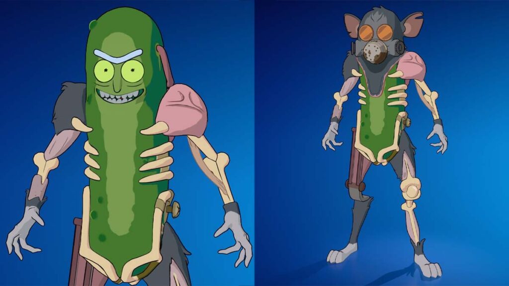 Pickle Rick skin in Fortnite with its additional style