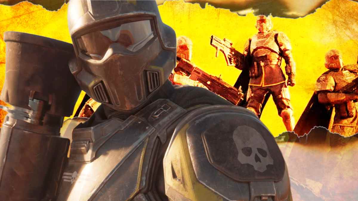 Helldivers 2 soldier standing in front of memorial to others