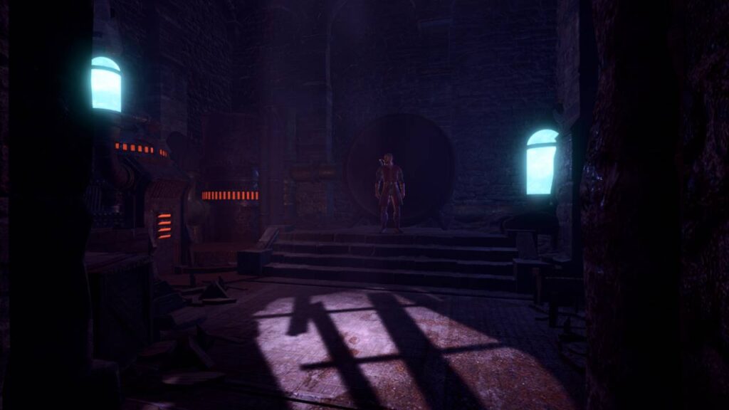 Baldur's Gate 3 mod Path to Menzoberranzan prison scene with dark purple lights