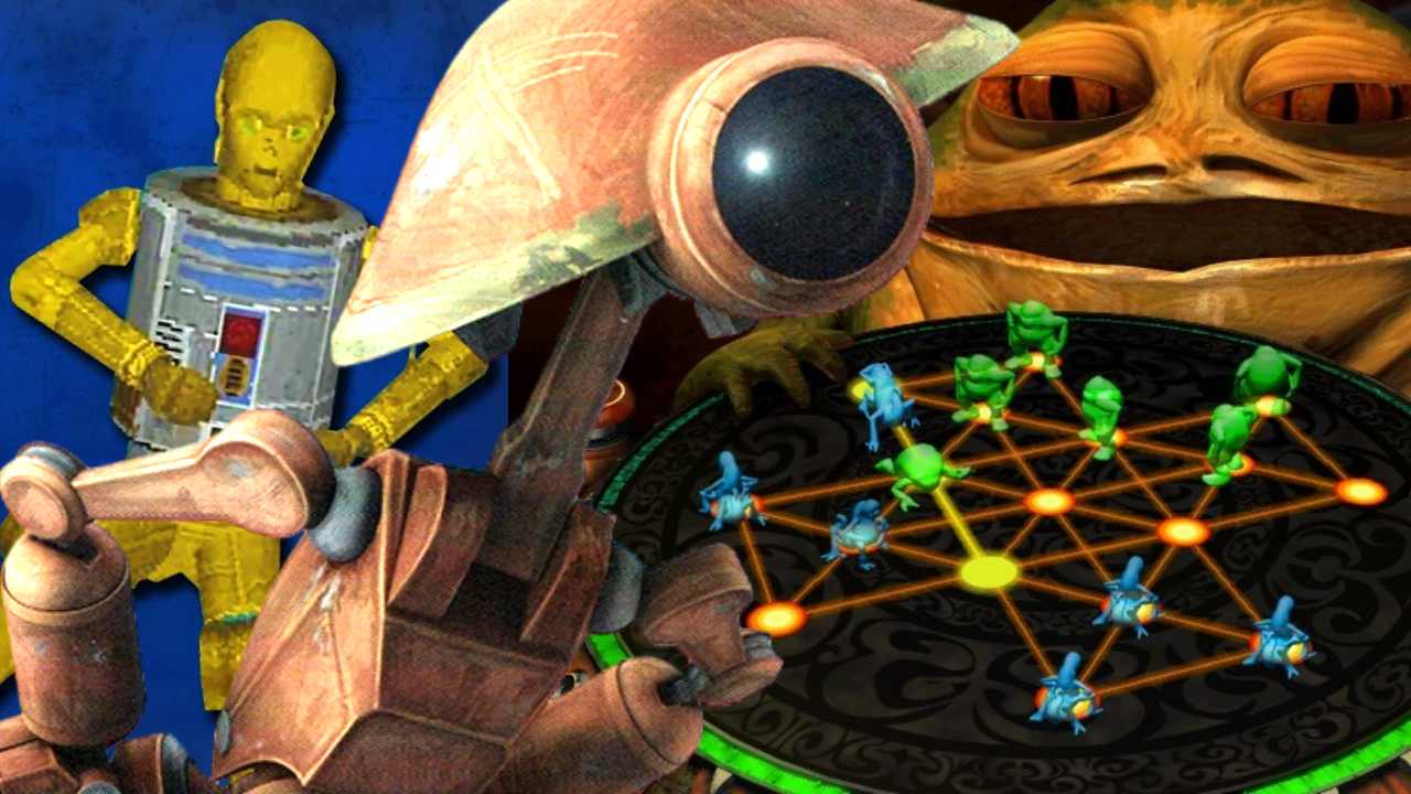 Star Wars Pit Droid next to Jabba Math game