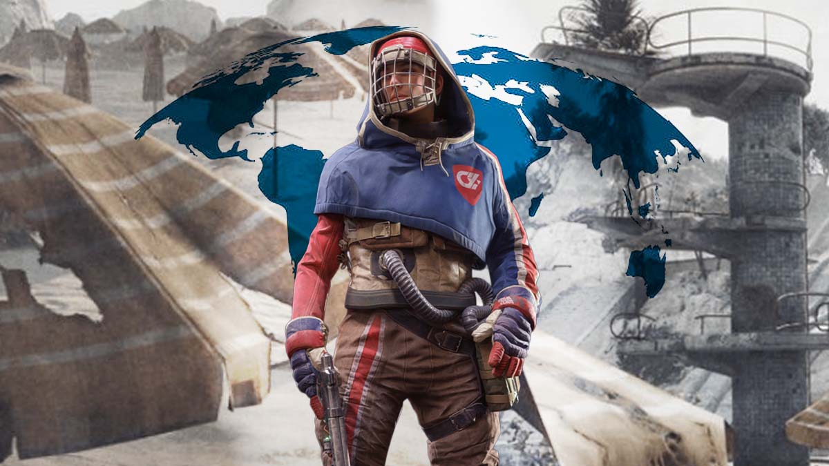 Arc Raiders character with a world map