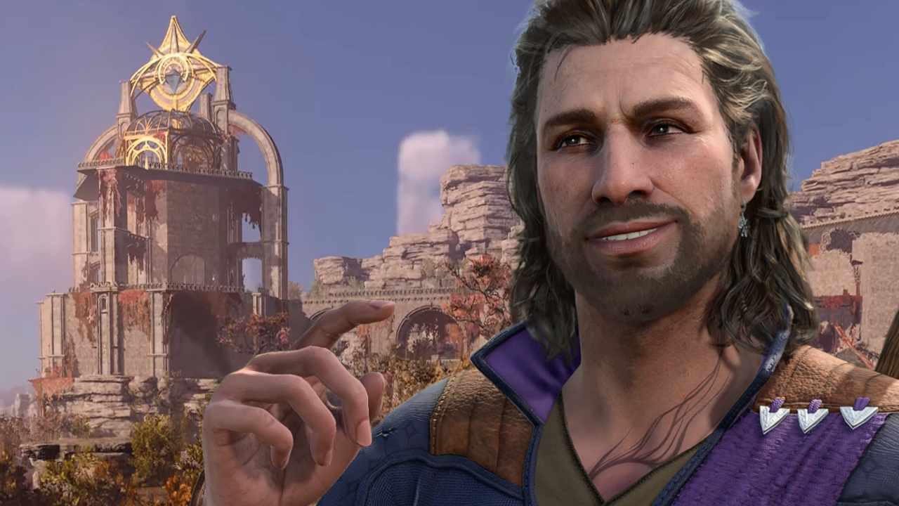 Baldur's Gate 3 gale standing in front of Act 2 expanded mod content