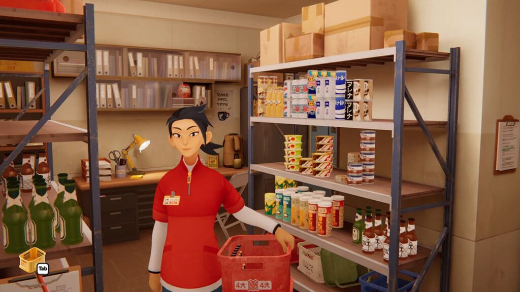 Screenshot image of the protagonist from the game inKONBINI: One Store. Many Stories.