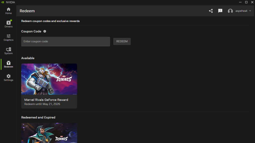 Thor Midgard Umber skin in Marvel Rivals in Nvidia App