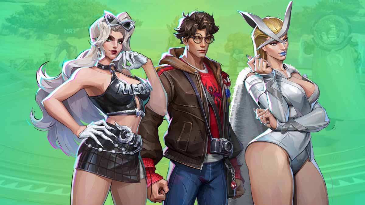 Marvel Rivals skins for Black Cat, Spider-Man, and Emma Frost
