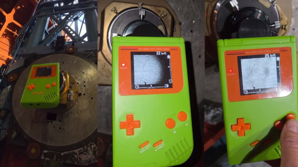 Nintendo Game Boy Camera being used to take photos of the Moon and Jupiter