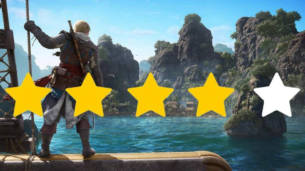 Assassin's Creed Black Flag Resynced image with four out of five review stars 