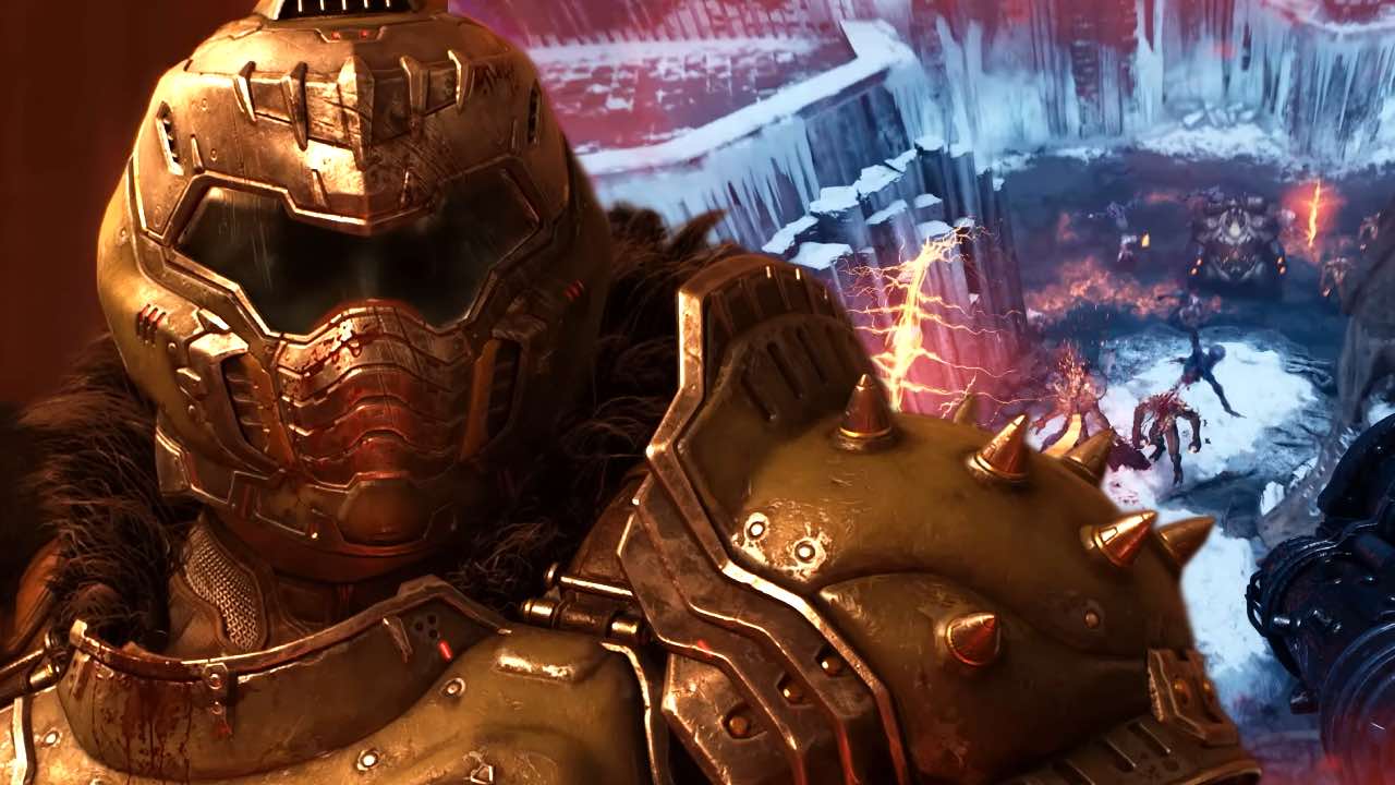 doom the dark ages revelations doom slayer standing in front of gameplay