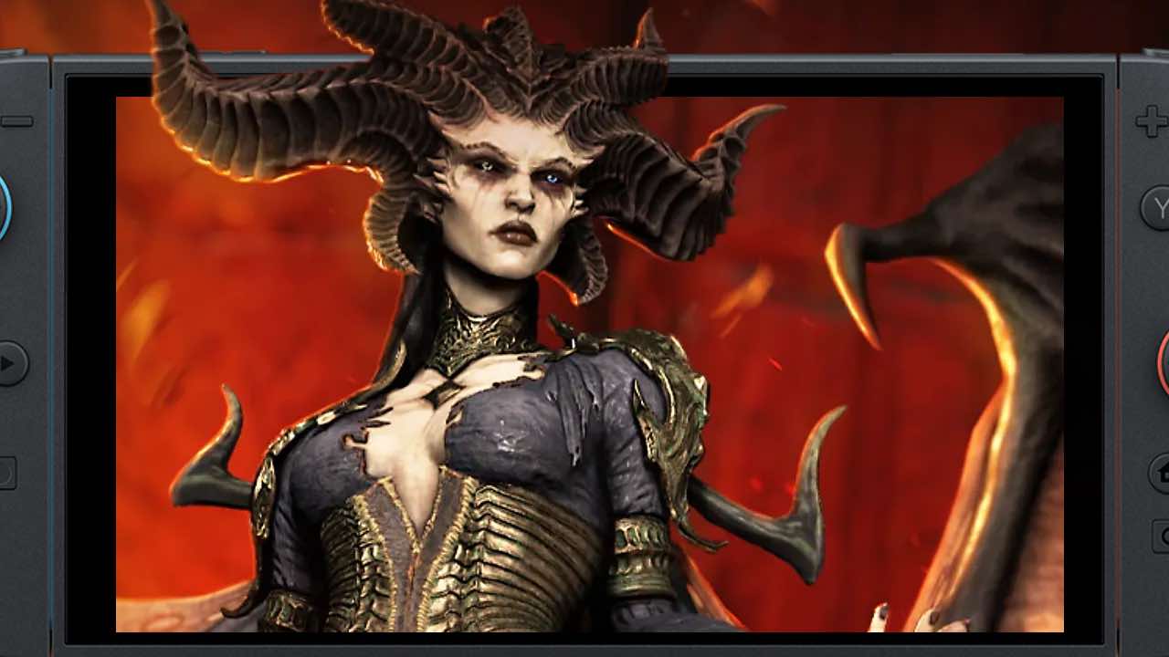 Diablo 4 Lilith popping out of the Nintendo Switch 2