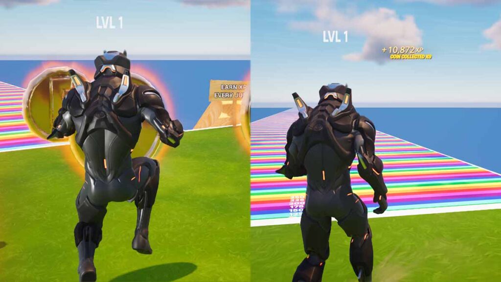 Gaining Fortnite XP by picking up coins