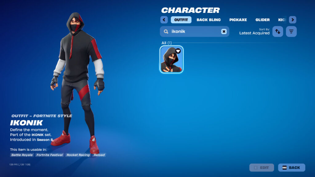 Rare Ikonik skin in a Fortnite locker