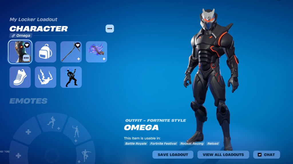 Omega skin in Fortnite locker