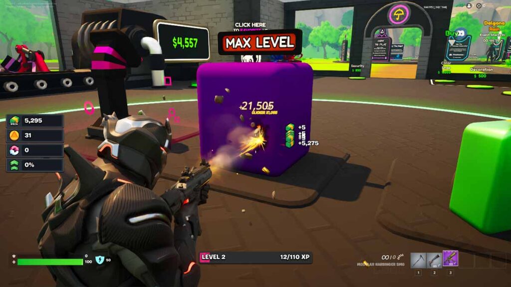 Earning Fortnite XP from the Squid Game Tycoon creative game