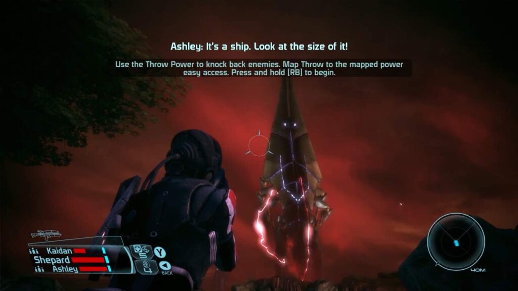 mass effect 2007 gameplay showing the reapers landing on eden prime 