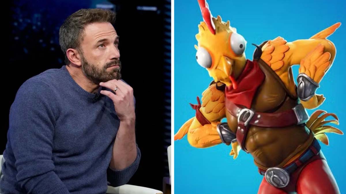 Ben Affleck looking at a Fortnite skin