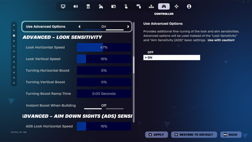 Fortnite controller settings with sensitivities