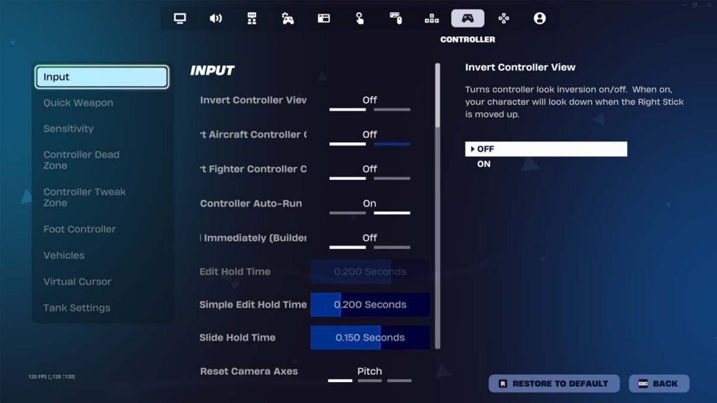Fortnite controller settings