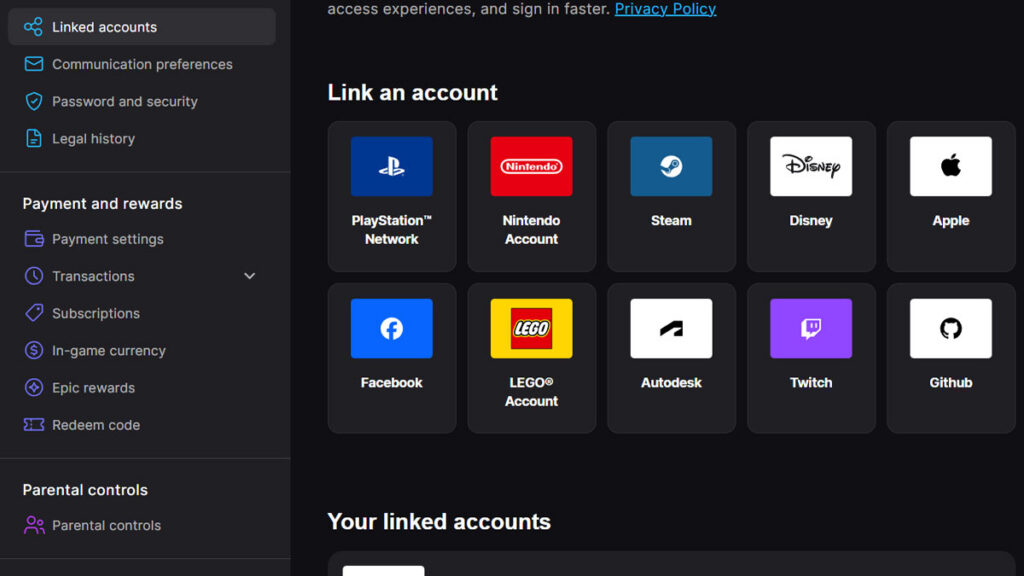Fortnite linked accounts