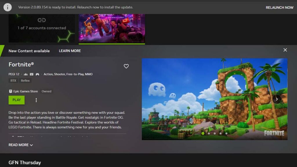 Fortnite on Nvidia GeForce Now