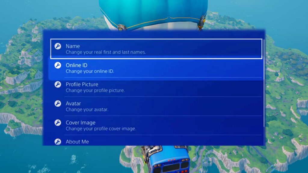 Fortnite name change on PlayStation