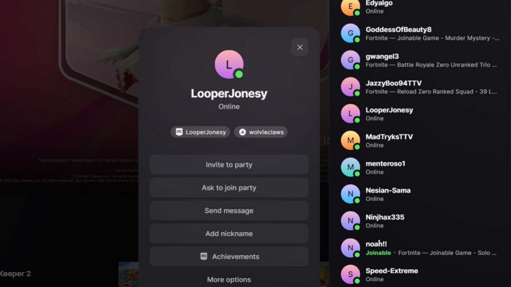 Fortnite usernames