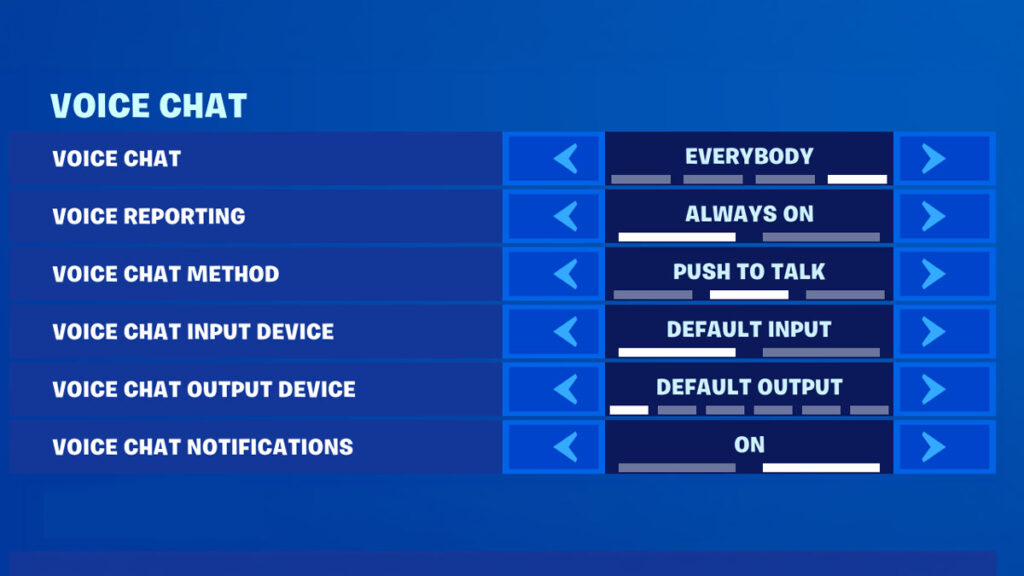 Fortnite voice chat settings