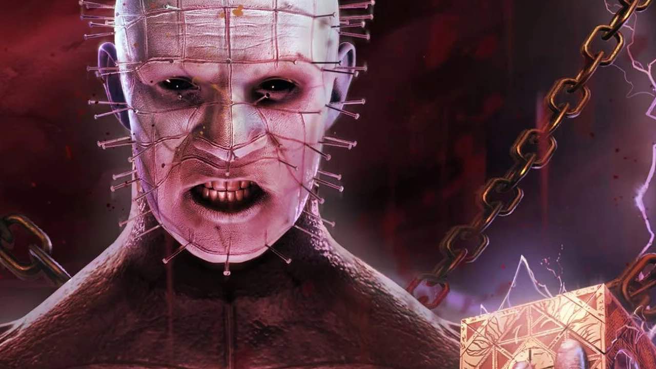 Hellraiser Revival pinhead looking angry and holding THE BOX