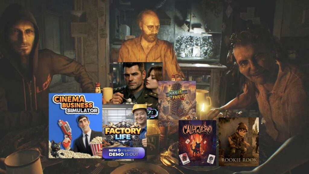 Resident Evil 7 dinner scene with AI slop Steam Next Fest games