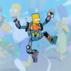 Bart Simpson using his mecha device in Fortnite